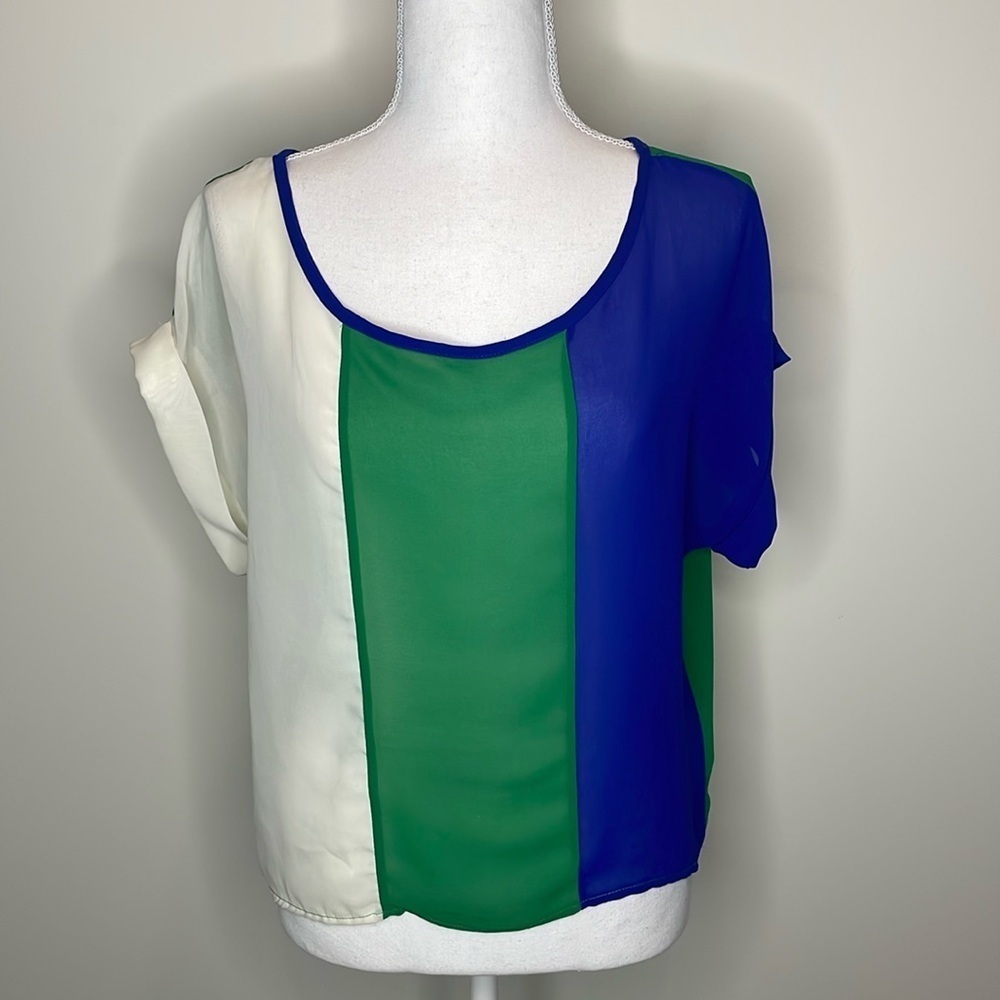 Rebecca Hampton Colorblock Sheer Top